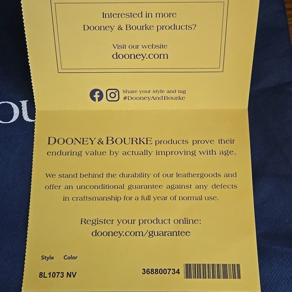 Dooney & Bourke Cassidy Hobo Navy Florentine leather NWT - Picture 11 of 15
